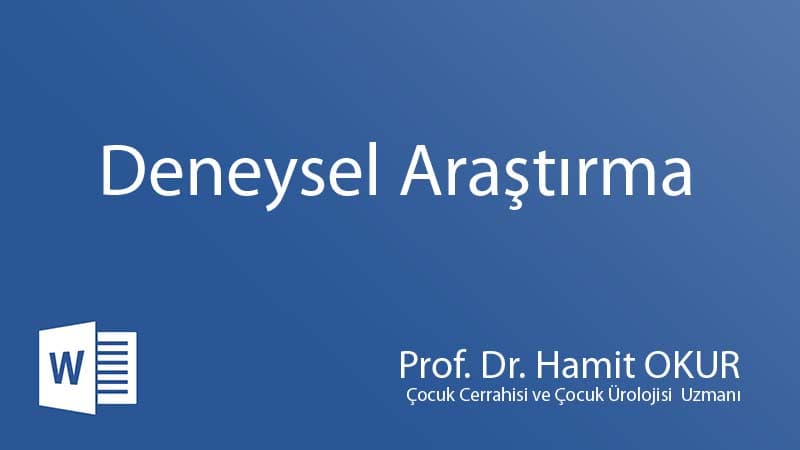 DENEYSEL ARAŞTIRMA